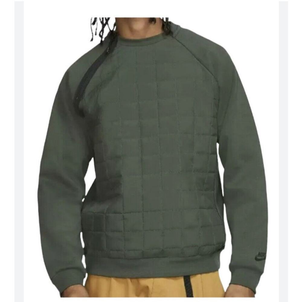 Nike Olive Green Quilted Crewneck Sweatshirt